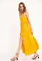 FUNKY BUDDHA-Γυναικείο maxi φόρεμα FUNKY BUDDHA Relaxed fit κίτρινο