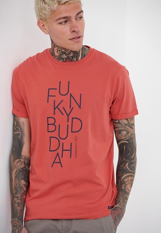 FUNKY BUDDHA-Ανδρικό t-shirt FUNKY BUDDHA πορτοκαλί
