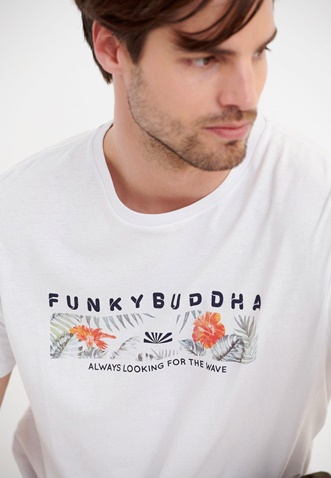 FUNKY BUDDHA-Ανδρικό t-shirt FUNKY BUDDHA λευκό