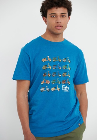 FUNKY BUDDHA-Ανδρικό t-shirt FUNKY BUDDHA FBM005-348-04 μπλε