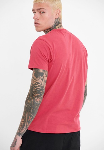 FUNKY BUDDHA-Ανδρικό essential t-shirt FUNKY BUDDHA ροζ