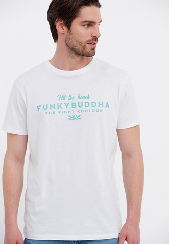 FUNKY BUDDHA-Ανδρικό t-shirt FUNKY BUDDHA FBM005-034-04 λευκό