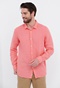 FUNKY BUDDHA-Ανδρικό essential λινό πουκάμισο FUNKY BUDDHA ροζ