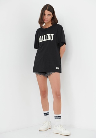 FUNKY BUDDHA-Γυναικείο t-shirt FUNKY BUDDHA loose fit μαύρο