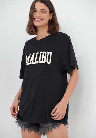 FUNKY BUDDHA-Γυναικείο t-shirt FUNKY BUDDHA loose fit μαύρο