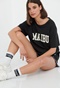FUNKY BUDDHA-Γυναικείο t-shirt FUNKY BUDDHA loose fit μαύρο