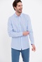FUNKY BUDDHA-Ανδρικό λινό πουκάμισο FUNKY BUDDHA καρό γαλάζιο λευκό
