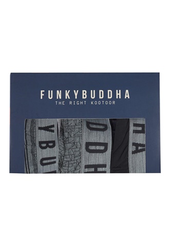 FUNKY BUDDHA-Ανδρικά εσώρουχα boxer σετ των 3 FUNKY BUDDHA μαύρο γκρι