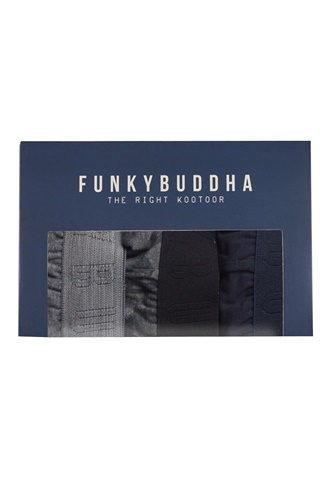 FUNKY BUDDHA-Ανδρικά εσώρουχα boxer σετ των 3 FUNKY BUDDHA γκρι μπλε
