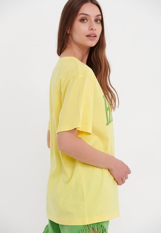FUNKY BUDDHA-Γυναικείο t-shirt FUNKY BUDDHA loose fit κίτρινο