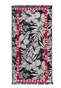 FUNKY BUDDHA-Πετσέτα θαλάσσης FUNKY BUDDHA μαύρη λευκή floral (90x170cm)