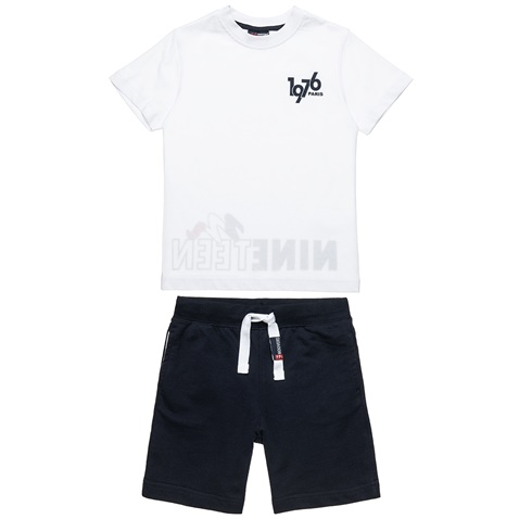 ALOUETTE-Παιιδκό σετ από μπλούζα και βερμούδα ALOUETTE Moovers λευκό μαύρο