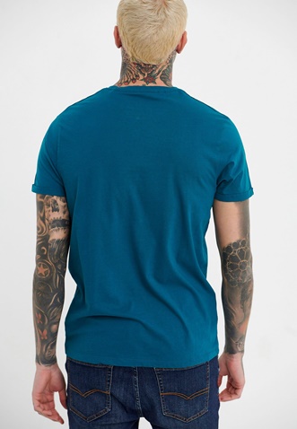 FUNKY BUDDHA-Ανδρικό t-shirt FUNKY BUDDHA μπλε με τσέπη στο στήθος