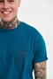 FUNKY BUDDHA-Ανδρικό t-shirt FUNKY BUDDHA μπλε με τσέπη στο στήθος