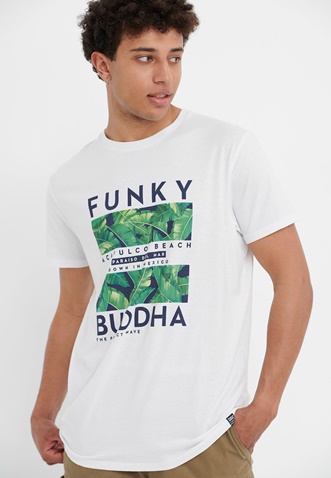 FUNKY BUDDHA-Ανδρικό t-shirt FUNKY BUDDHA λευκό