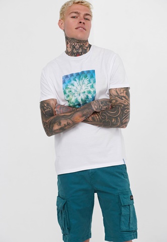 FUNKY BUDDHA-Ανδρικό t-shirt FUNKY BUDDHA λευκό