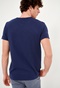 FUNKY BUDDHA-Ανδρικό essential t-shirt FUNKY BUDDHA μπλε με λαιμό henley