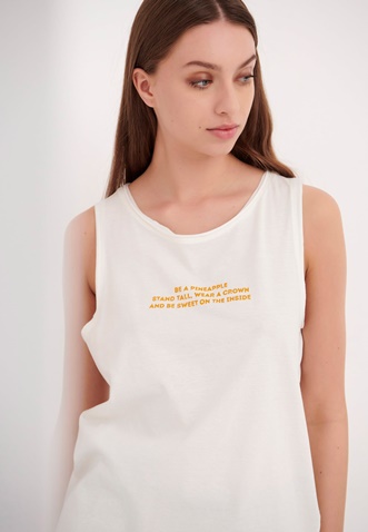 FUNKY BUDDHA-Γυναικείο αμάνικο t-shirt FUNKY BUDDHA λευκό