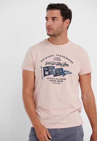 FUNKY BUDDHA-Ανδρικό t-shirt FUNKY BUDDHA Garage 55 ροζ