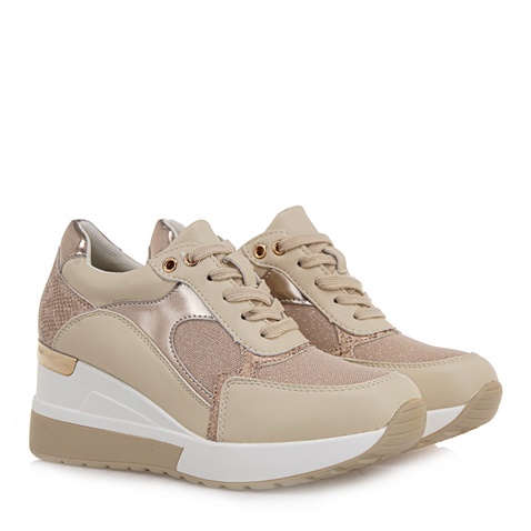 LA BOTTINE-Γυναικεία sneakers wedges R119X1034 μπεζ πλατινέ