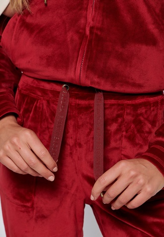 FUNKY BUDDHA-Γυναικείο βελουτέ παντελόνι φόρμας FUNKY BUDDHA κόκκινο