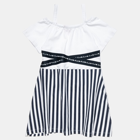 ALOUETTE-Παιδικό φόρεμα ALOUETTE λευκό μπλε ριγέ