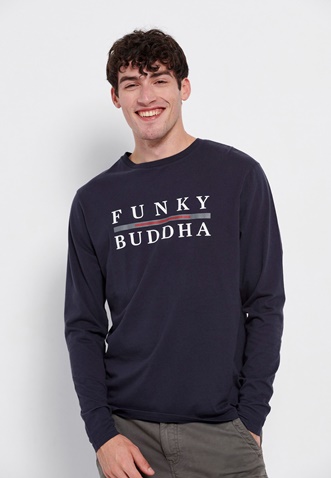 FUNKY BUDDHA-Ανδρική μακρυμάνικη μπλούζα FUNKY BUDDHA ναυτικό μπλε