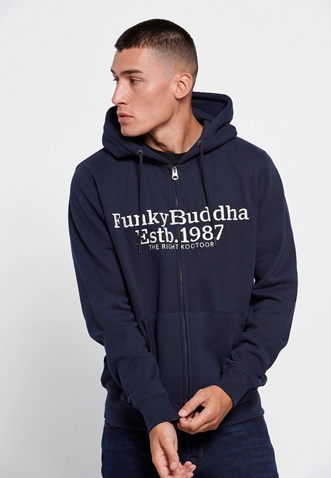FUNKY BUDDHA-Ανδρική φούτερ ζακέτα FUNKY BUDDHA μπλε ναυτικό