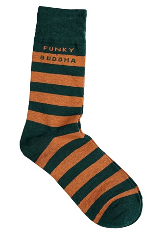 FUNKY BUDDHA-Ανδρικές κάλτσες FUNKY BUDDHA πράσινες ριγέ καμηλό