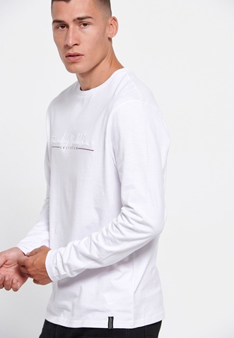 FUNKY BUDDHA-Ανδρική μακρυμάνικη μπλούζα FUNKY BUDDHA λευκή