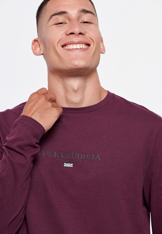 FUNKY BUDDHA-Ανδρική μακρυμάνικη μπλούζα FUNKY BUDDHA μοβ