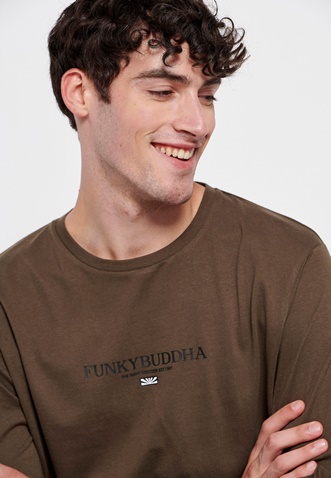FUNKY BUDDHA-Ανδρική μακρυμάνικη μπλούζα FUNKY BUDDHA καφέ