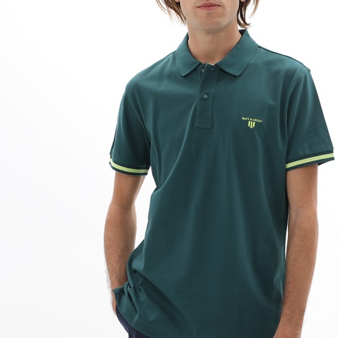 NAVY & GREEN-Ανδρική polo μπλούζα NAVY & GREEN πράσινη
