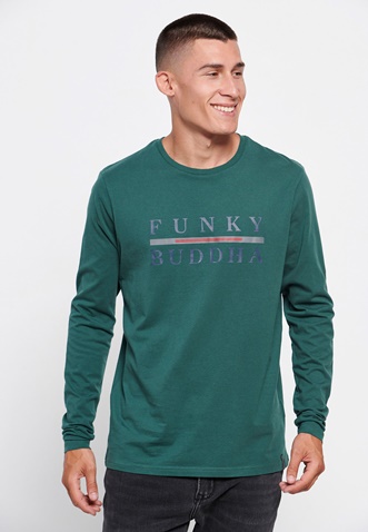 FUNKY BUDDHA-Ανδρική μακρυμάνικη μπλούζα FUNKY BUDDHA πράσινη