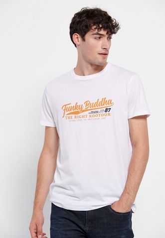 FUNKY BUDDHA-Ανδρικό t-shirt FUNKY BUDDHA λευκό