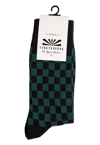 FUNKY BUDDHA-Ανδρικές κάλτσες FUNKY BUDDHA μαύρες πράσινες καρό