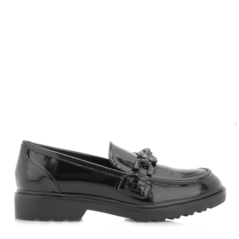 JK LONDON-Γυναικεία loafers JK LONDON R162B5212 μαύρα λουστρίνι