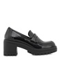SEVEN-Γυναικεία ψηλά loafers SEVEN R185L1134 μαύρα λουστρίνι