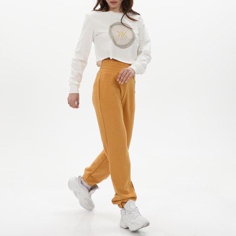 KENDALL + KYLIE-Γυναικείο παντελόνι φόρμας KENDALL + KYLIE ART PATCH CLASSIC KKW3711701 κίτρινο