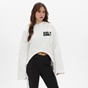 KENDALL + KYLIE-Γυναικεία cropped φούτερ μπλούζα KENDALL + KYLIE  HOL TIE HOODED KKW35H1605 λευκή