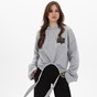 KENDALL + KYLIE-Γυναικεία cropped φούτερ μπλούζα KENDALL + KYLIE HOL TIE HOODED KKW35H1605 γκρι