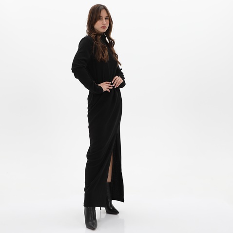 KENDALL + KYLIE-Γυναικείο maxi φόρεμα KENDALL + KYLIE TURTLENECK MAXI SLIT μαύρο