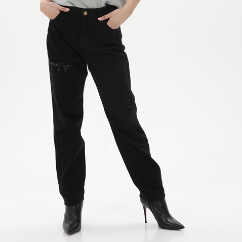 KENDALL + KYLIE-Γυναικείο jean παντελόνι KENDALL + KYLIE HIGH RISE STRAIGHT DESTROYED KKW3712019 μαύρο
