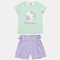 HELLO KITTY-Παιδικό σετ από μπλούζα και σορτς Hello Kitty πράσινο μοβ