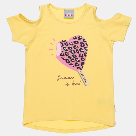 ALOUETTE-Παιδικό σετ από μπλούζα και κολάν ALOUETTE Five Star κίτρινο φούξια (6 έως 14 ετών)