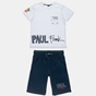 PAUL FRANK-Παιδικό σετ από μπλούζα και βερμούδα Paul Frank λευκή μπλε