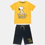 ALOUETTE-Παιδικό σετ από μπλούζα και βερμούδα ALOUETTE Snoopy κίτρινο μαύρο (6-12 ετών)