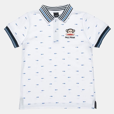 PAUL FRANK-Παιδική polo μπλούζα Paul Frank λευκή μπλε