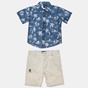 ALOUETTE-Παιδικό σετ πουκάμισο και βερμούδα ALOUETTE γαλάζιο μπeζ (12 μηνών - 8 ετών)