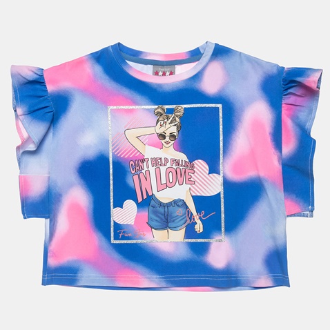 ALOUETTE-Παιδική cropped μπλούζα ALOUETTE FIVE STAR μπλε ροζ